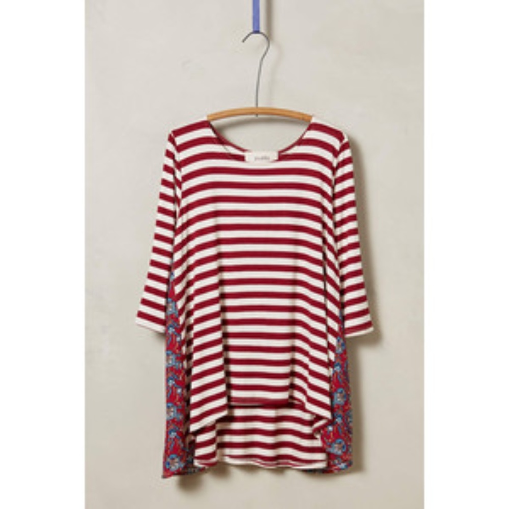 Anthropologie Pattern Play Swing Tunic by Puella Red Stripe XXS or XXS NWOT